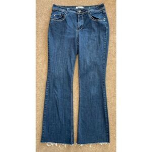 Lei Jeans Womens 9/30 Flare Bootcut Sophia Hiphugger Raw Hem Stretch Y2K Denim